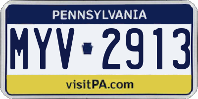 PA license plate MYV2913
