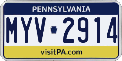 PA license plate MYV2914
