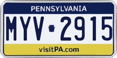 PA license plate MYV2915