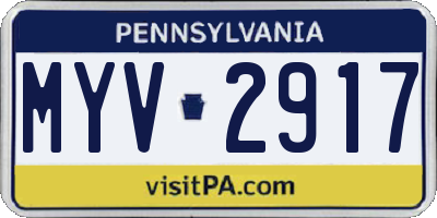 PA license plate MYV2917