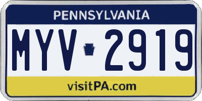 PA license plate MYV2919