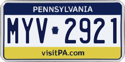 PA license plate MYV2921
