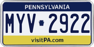 PA license plate MYV2922