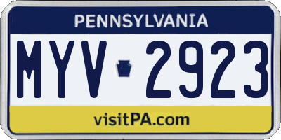 PA license plate MYV2923