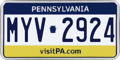 PA license plate MYV2924