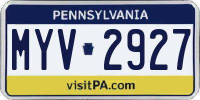 PA license plate MYV2927