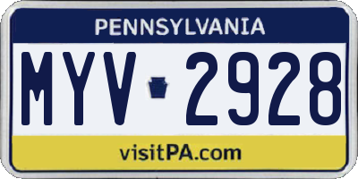 PA license plate MYV2928
