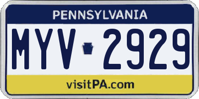 PA license plate MYV2929