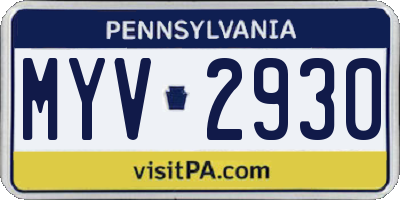 PA license plate MYV2930