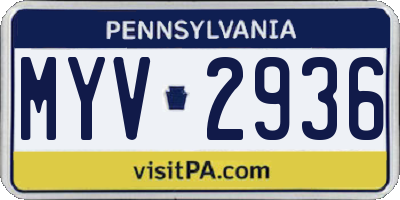PA license plate MYV2936