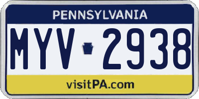 PA license plate MYV2938