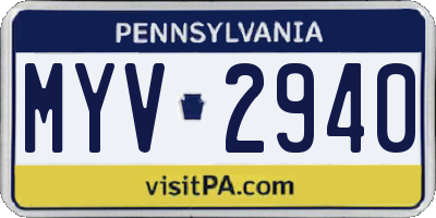PA license plate MYV2940