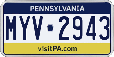 PA license plate MYV2943