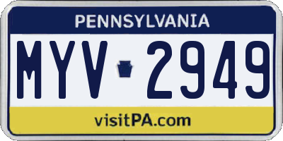 PA license plate MYV2949