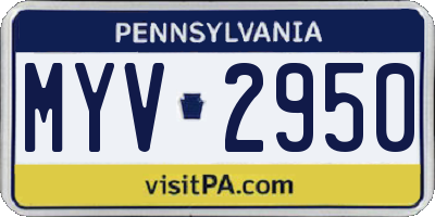 PA license plate MYV2950