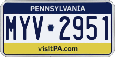 PA license plate MYV2951