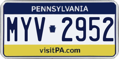 PA license plate MYV2952