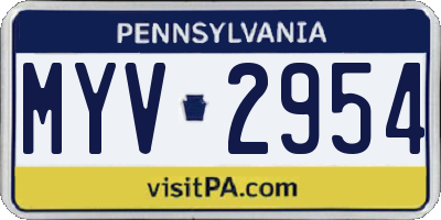 PA license plate MYV2954