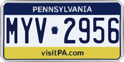 PA license plate MYV2956