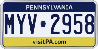 PA license plate MYV2958