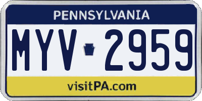PA license plate MYV2959