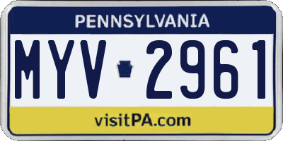 PA license plate MYV2961