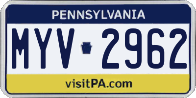 PA license plate MYV2962