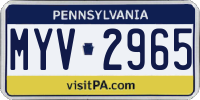 PA license plate MYV2965