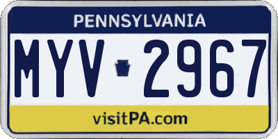 PA license plate MYV2967