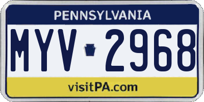 PA license plate MYV2968