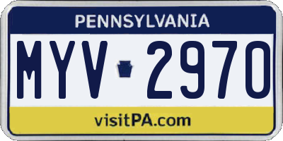 PA license plate MYV2970