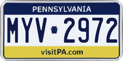 PA license plate MYV2972