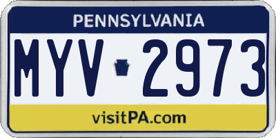 PA license plate MYV2973