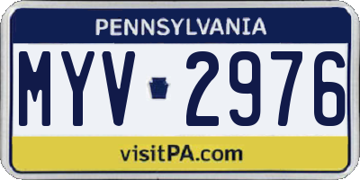 PA license plate MYV2976