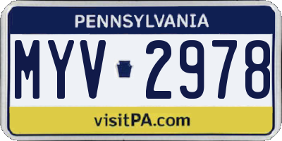 PA license plate MYV2978