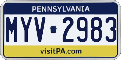 PA license plate MYV2983