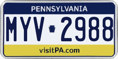 PA license plate MYV2988