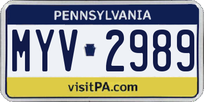 PA license plate MYV2989