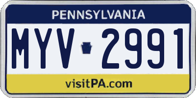 PA license plate MYV2991