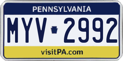 PA license plate MYV2992