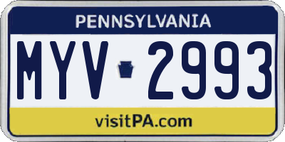PA license plate MYV2993