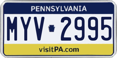 PA license plate MYV2995