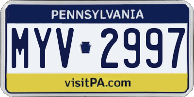 PA license plate MYV2997