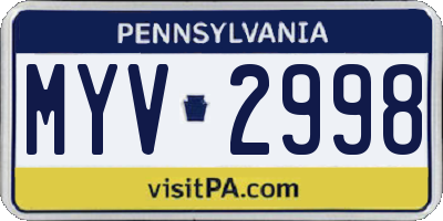 PA license plate MYV2998