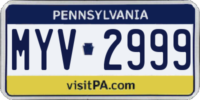 PA license plate MYV2999