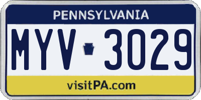 PA license plate MYV3029
