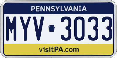 PA license plate MYV3033