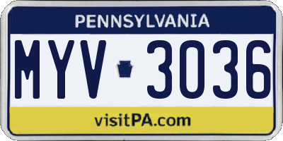 PA license plate MYV3036