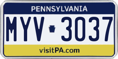 PA license plate MYV3037