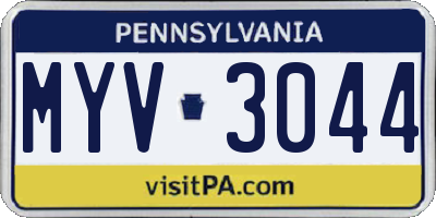 PA license plate MYV3044